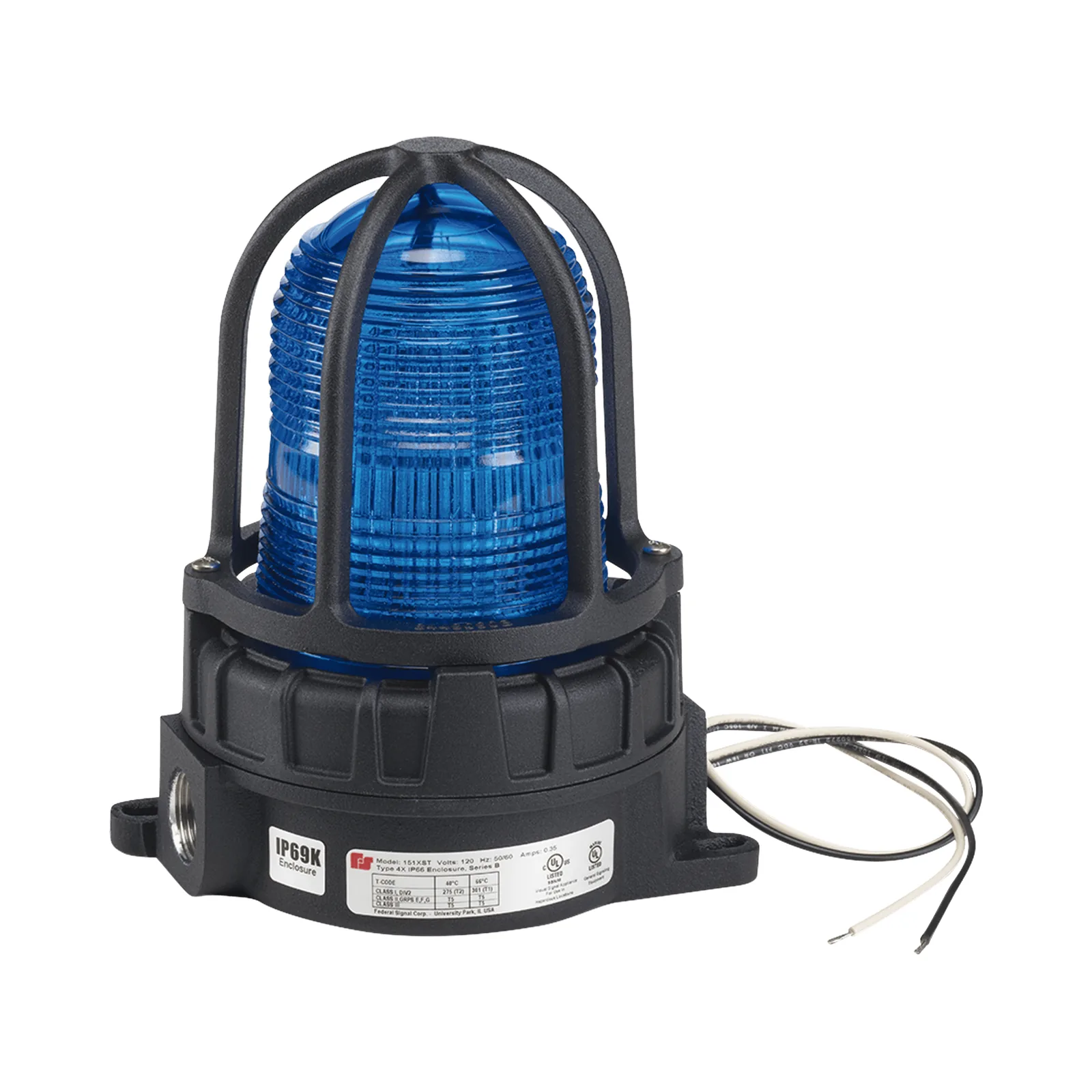 Luz de advertencia LED color Azul para ubicaciones peligrosas, montaje para superficies, 120/240Vca,