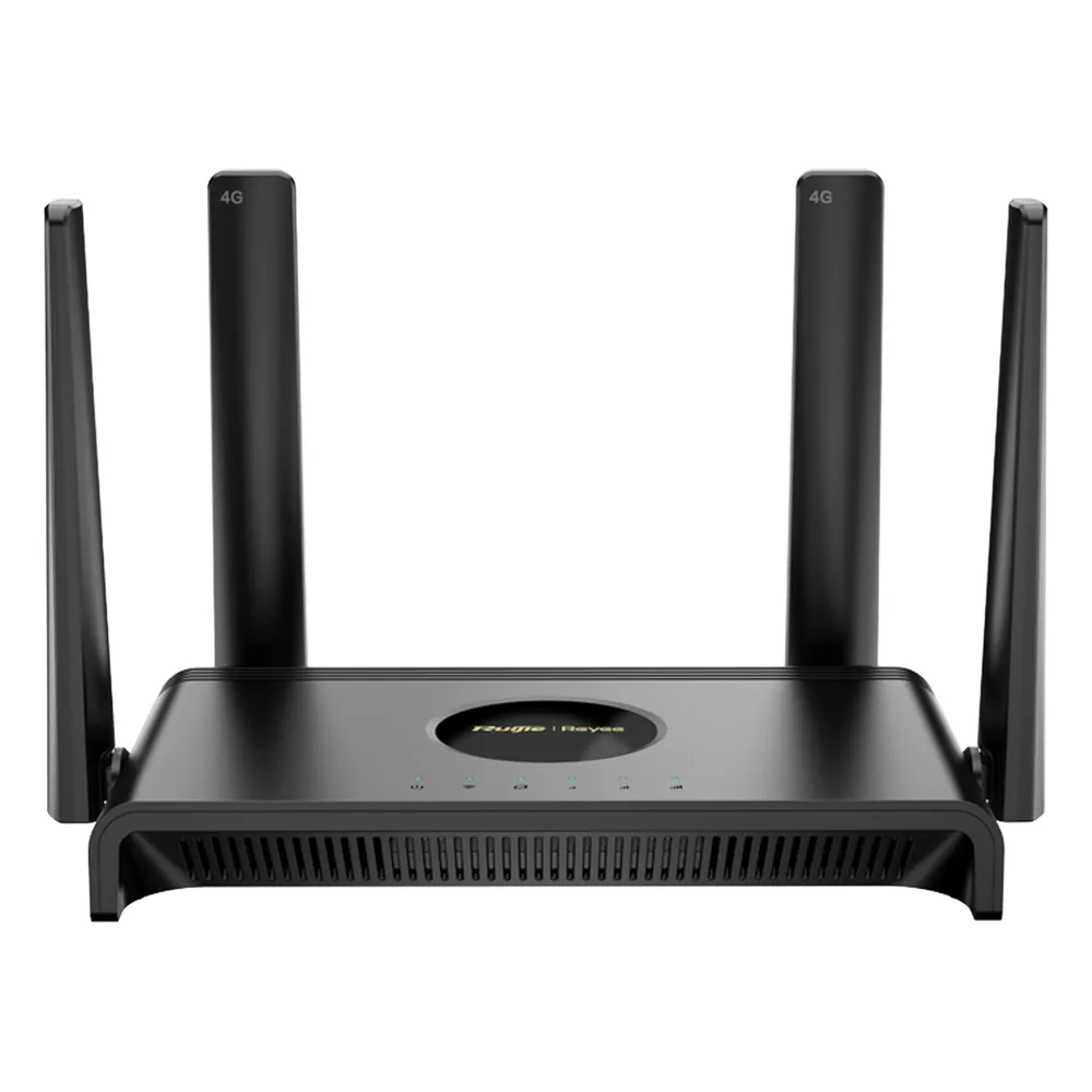 Router 4G LTE CAT.4 / Wi-Fi 4 N300 300 Mbps / Slot Micro SIM Plug & Play / 4 Puertos 10/100 / 4 Antenas Externas / Administración Cloud Ruijie Reyee