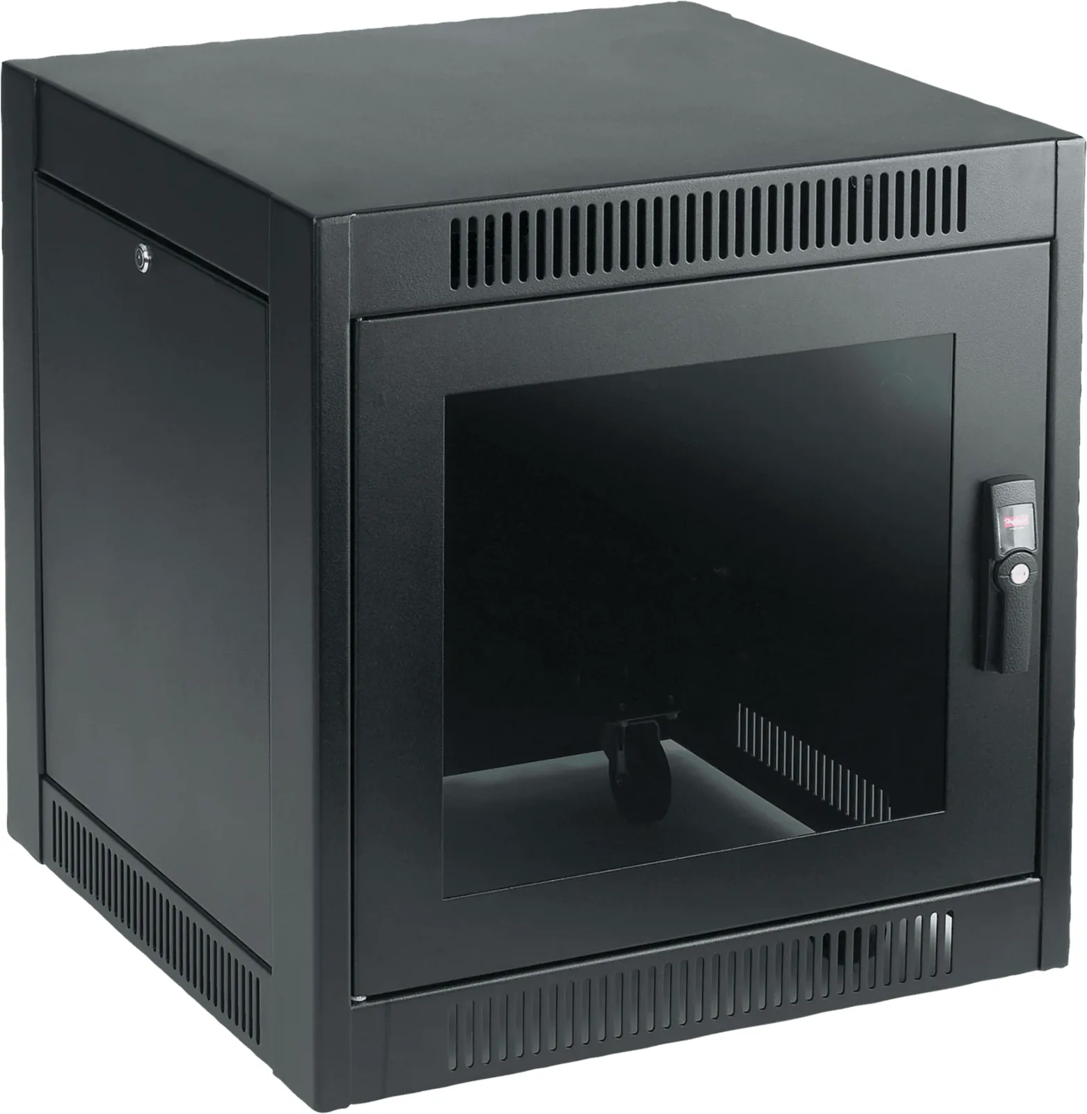 Gabinete SOHO para Oficinas Pequeñas y Home Office, 700 x 600 x 900 mm, Acero Negro, 11U, Ruedas, Sistema de Enfriamiento Pasivo, Puertas con Cerradura, Paneles Laterales Extraíbles