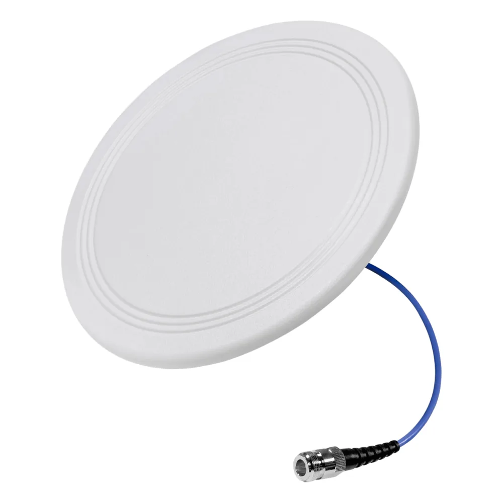 Antena Omnidireccional para Techo Interior / 600-6000 MHz / 5 Bandas Celulares y WiFi / Perfil Ultra Bajo 8 mm / Conector N-hembra / Cable Plenum 30 cm / Material del radomo, ABS