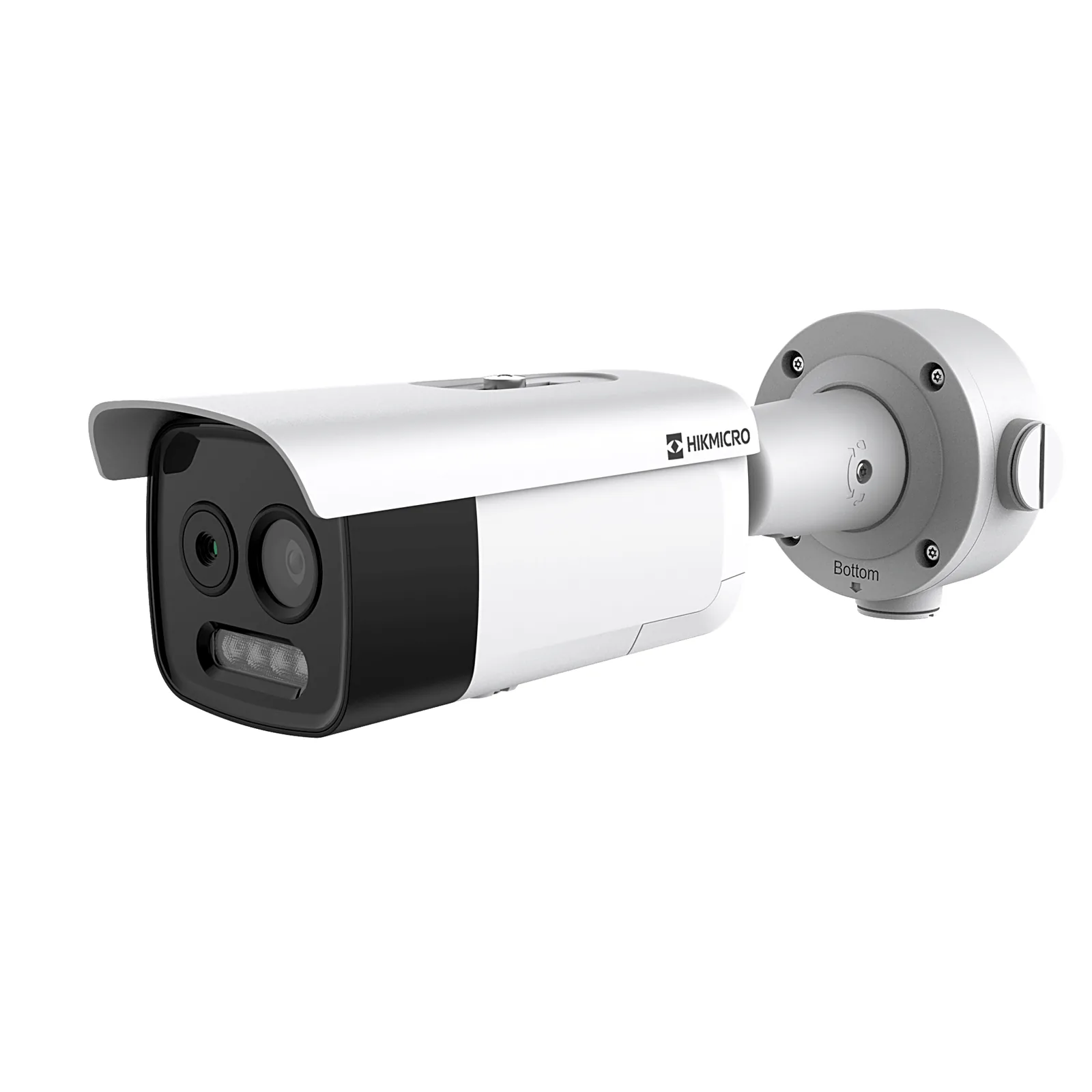 (HIKMICRO) Cámara Bala IP Bi-Espectral / Térmica (256 X 192 / 3.6 mm) + Óptica (5 MP / 4.3 mm) / IA GUANLAN / Rango: -20°C a 650°C / 2°C Tolerancia / Detección de Fuego y Humo / Alarma Visual y Audible / Dual Light