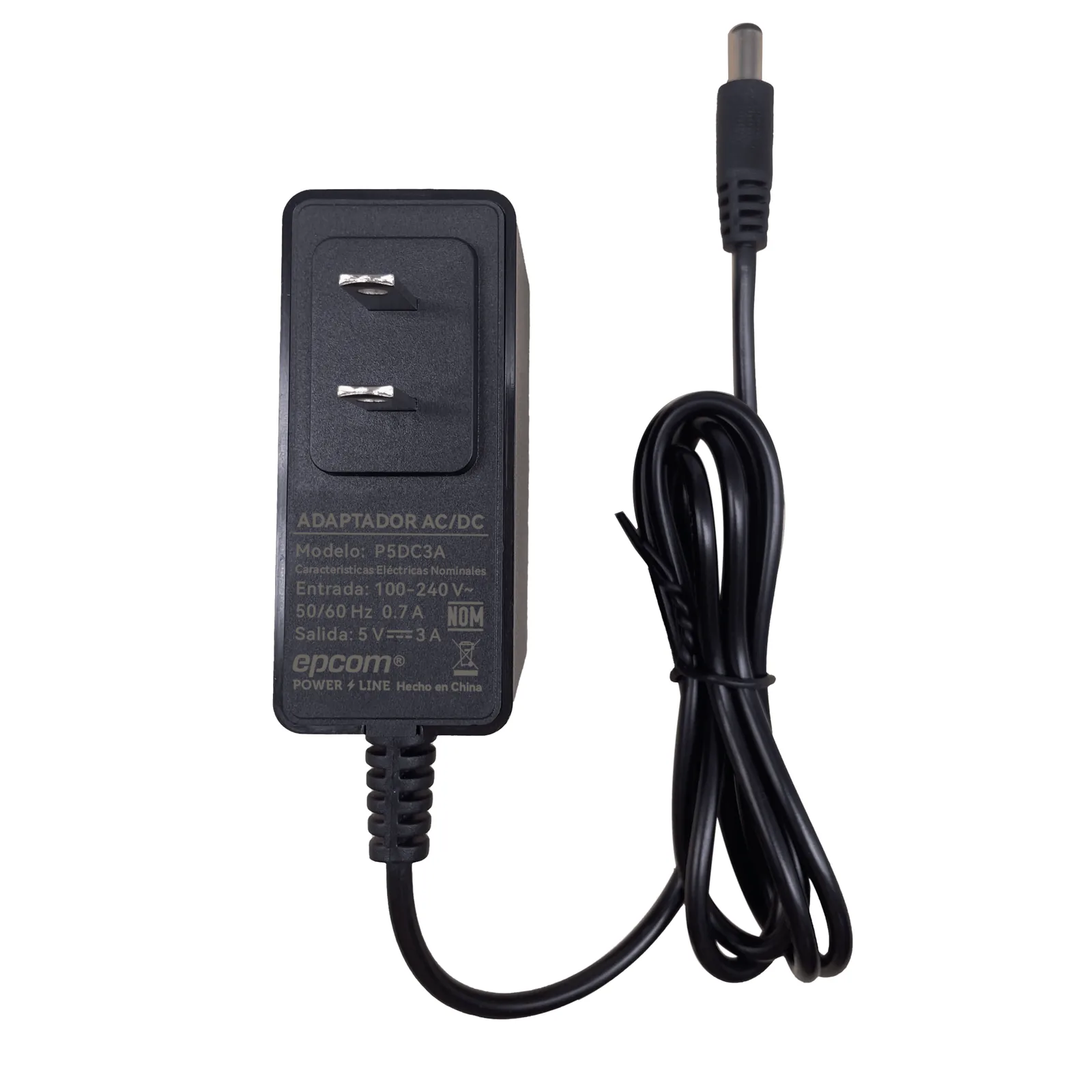 Adaptador de Corriente DC / 5V 3A 15W / Entrada 100-240V AC / Protección Sobre-Corriente y Cortocircuito / LED Indicador / Plug 5.5mm x 2.1mm