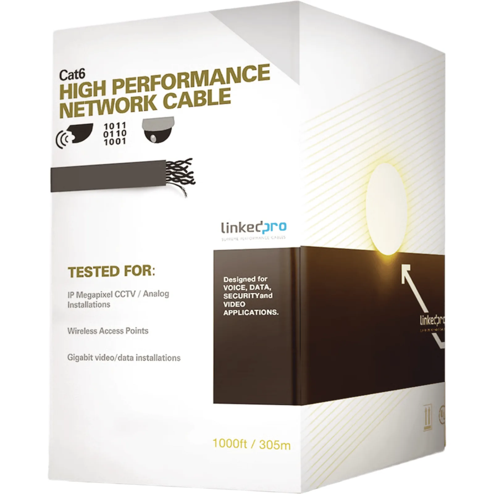 Cable Cat6+ Calibre 23, UTP, Intemperie con Gel Doble Chaqueta, ETL, UL, Color Negro de 305 Metros (1000 Pies), para Climas Extremos