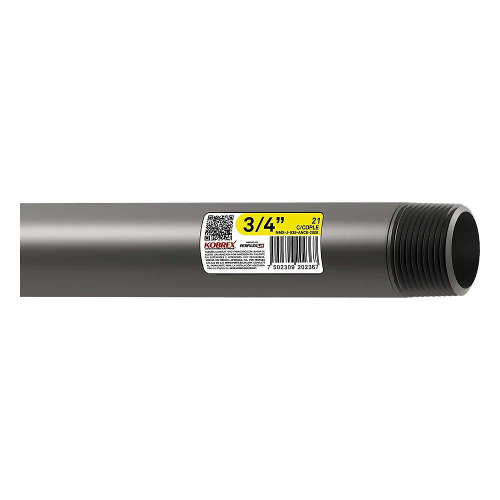 Tubo Conduit Pared Gruesa Acero Galvanizado de 2" / Recubrimiento Zinc Interior y Exterior / Inmersión en Caliente / Etiqueta Amarilla/ NMX-J-535-ANCE.