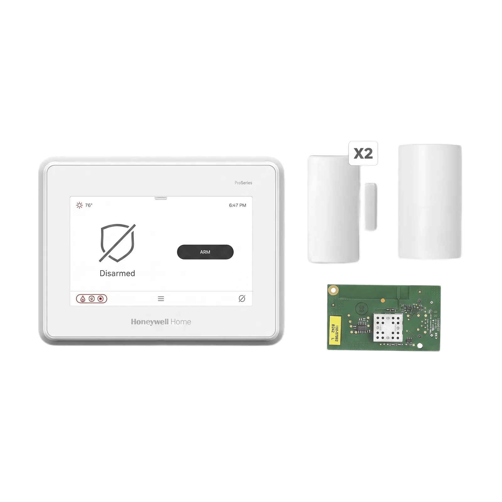 Kit de alarma con panel de pantalla táctil de 7 pulgadas, módulo WiFi y Z-Wave, sensor de movimiento PIR y 2 contactos magnéticos para puertas y ventanas