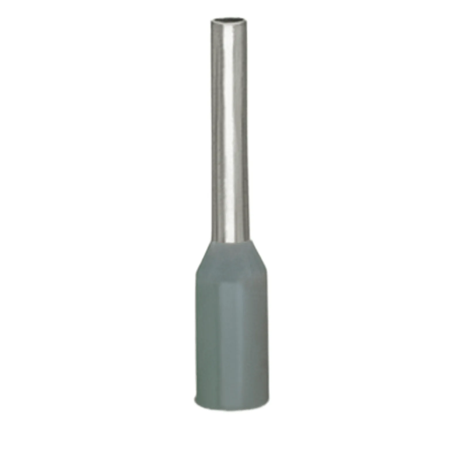 Terminal de Manguito con Camisa de Plástico / 0.75 mm² / 18 AWG / Cincado Galvanizado / Collar Estándar / Longitud 14 mm / Gris / 1000 UDS