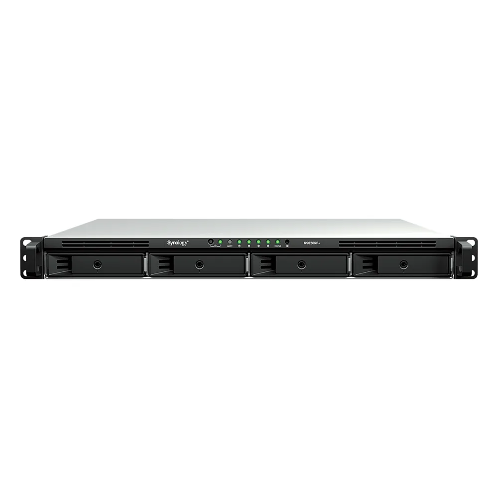 Servidor NAS Rackmount / 4 Bahías Hot-Swappable 1U / 2000/1300 MB/s Lectura/Escritura / 4 Puertos 1GbE RJ45 / PCIe 3.0 x8 / Dual Power Supply Redundante / DSM / Almacenamiento Empresarial