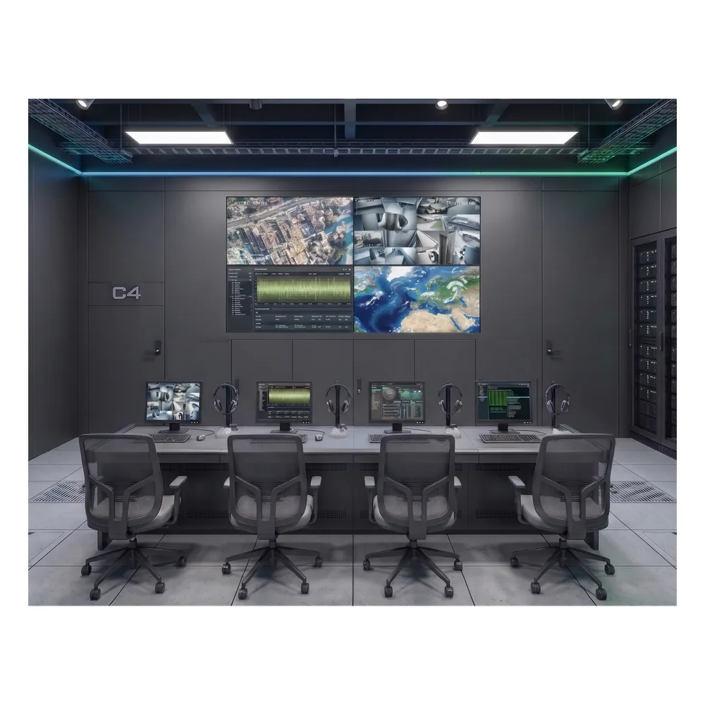 Kit Videowall 2x2 / 4 Pantallas 55" Full HD / Decodificador 16CH 4K / Base de Piso / Hikvision