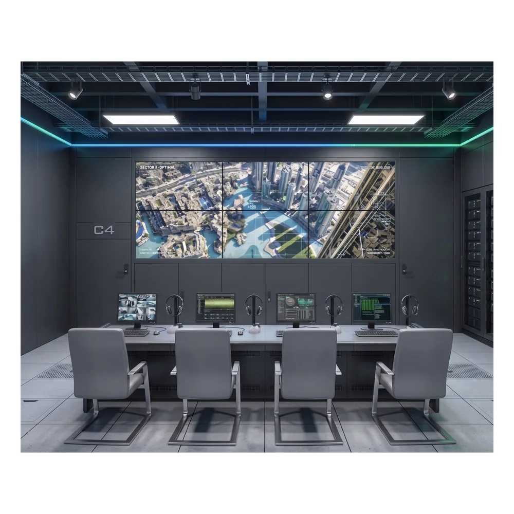 Kit Videowall 3x2 / 6 Pantallas 55" Full HD / Decodificador 16CH 4K / Base de Piso / Hikvision