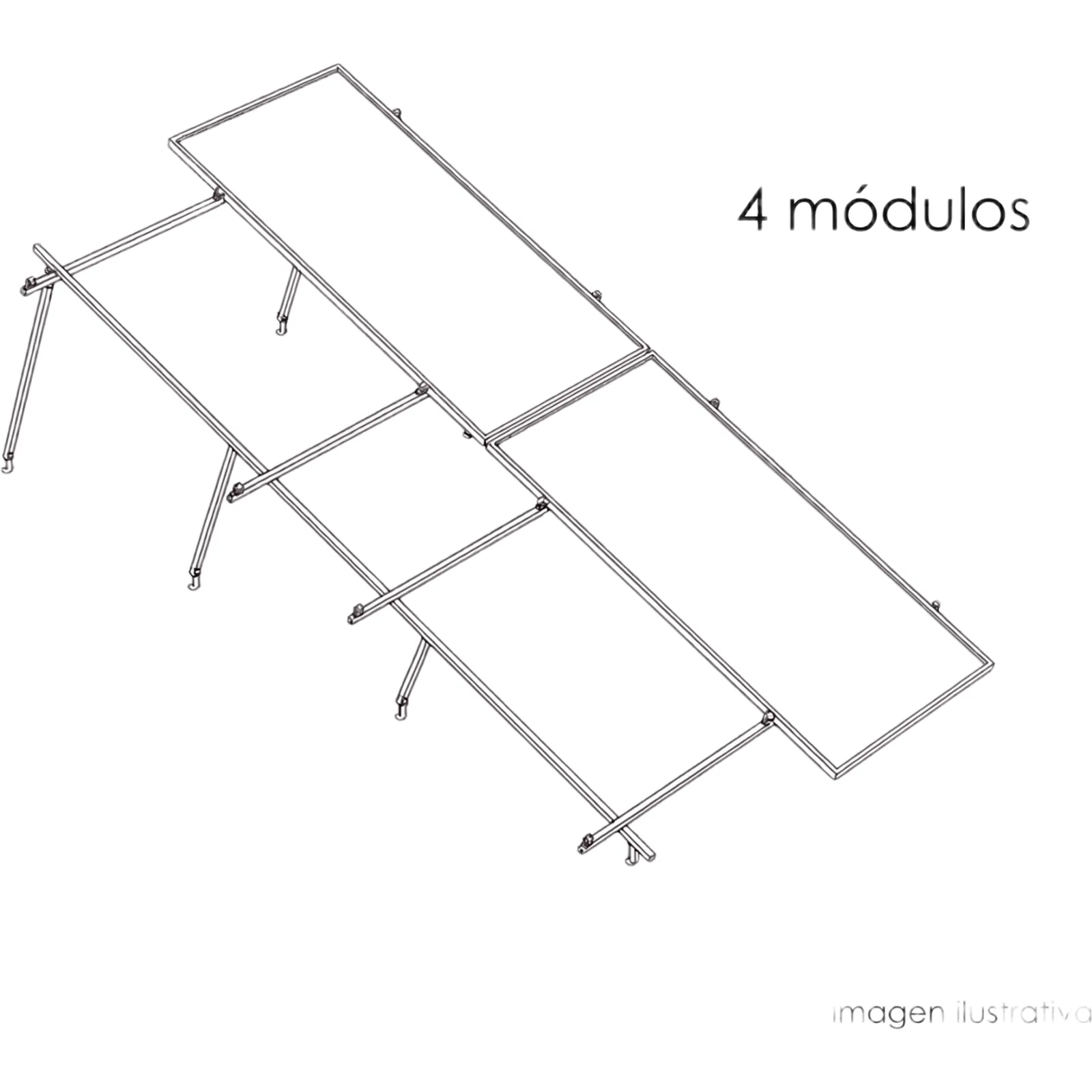 Sistema de Montaje Solar BASEL / 4 Módulos / 645W / 2.382m x 1.134m / Losa Plana / Resistencia 170 km/h / Inclinación 22°