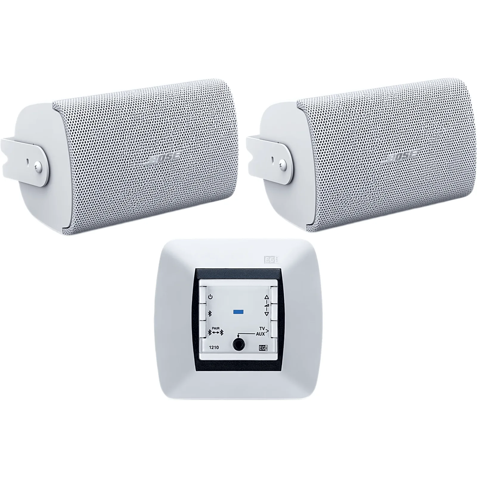 Kit de Audio Residencial | Mando Bluetooth EGI 121010H + Par de Bocinas de Superficie BOSE FS2SEW | 2+2W RMS | Blanco | IP55