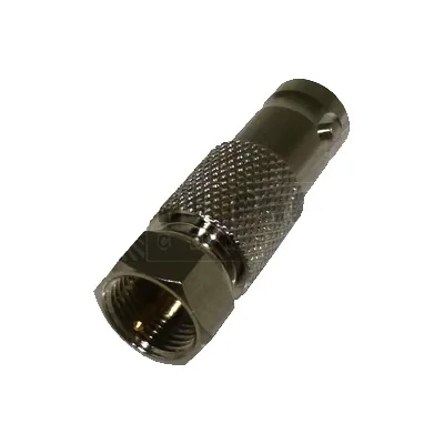 Adaptador en Línea, de Conector BNC Hembra a F Macho, Níquel/ Oro/ Delrin.