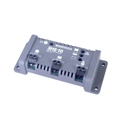 Controlador de Carga Solar PWM 10 A / 12 VCC / Desconexión Automática / IP22 / Protección Integral / Bajo Consumo 8 mA