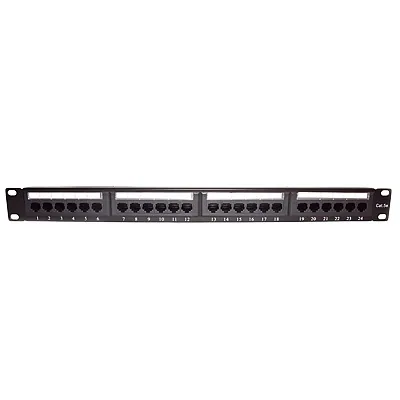 Panel de Parcheo de Impacto (110) UTP de 24 Puertos Cat5e, 19 Pulgadas con Barra para Organizar Cable