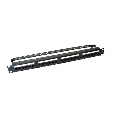 Panel de Parcheo de Impacto (110) UTP de 24 Puertos Cat6, 19 Pulgadas (48.26 cm), con Barra para Organizar Cable