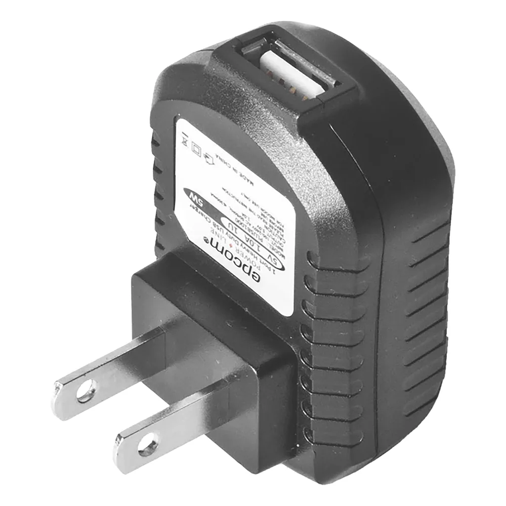 Cargador USB profesional de 1 Puerto, de 5 Vcc, 1 Amper Para Smartphones y Tablets; Voltaje de entrada de 100-240 Vca