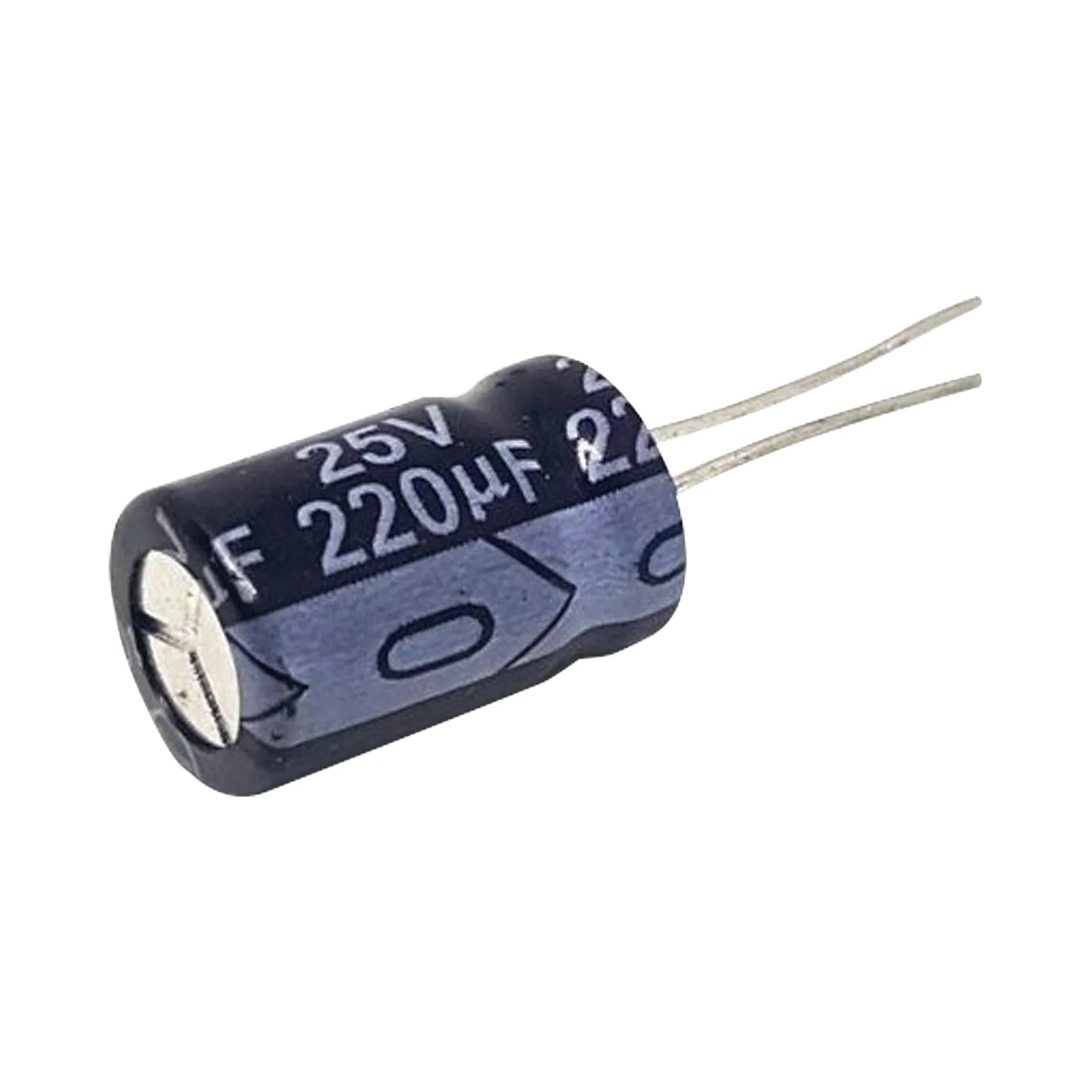 Capacitor Electrolítico Radial de Aluminio, 220 µFd, 25 Vcc, 105 °C, 8 x 11 mm.