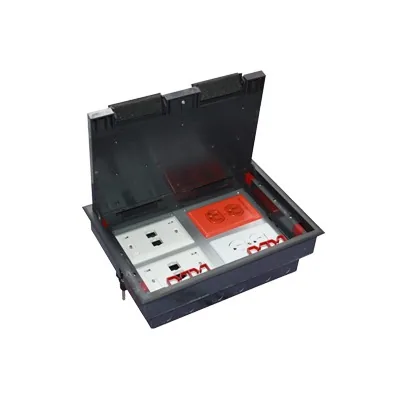 Caja de Piso para Cuatro Módulos Universales (Socket M4), para Alimentación Eléctrica y Redes de Datos (11000-43401) No Incluye Faceplates