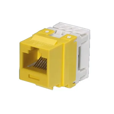 Conector Jack Estilo 110 (de Impacto), Tipo Keystone, Categoría 6, de 8 Posiciones y 8 Cables, Color Amarillo