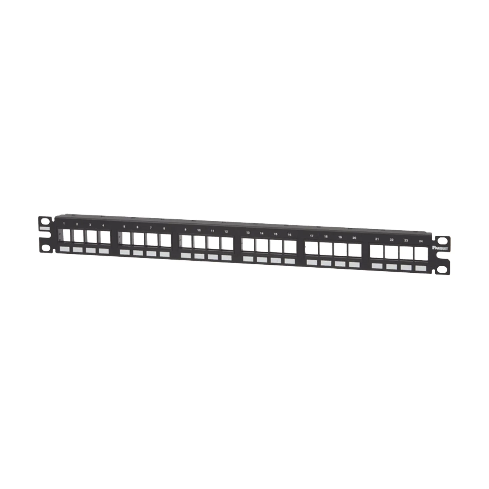 Panel de Parcheo Modular Keystone (Sin Conectores), Numerado y Espacio para Etiquetas, de 24 Puertos, 1UR