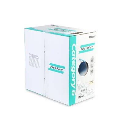 Bobina de Cable UTP 305 Metros (1000 Pies) de Cobre, NetKey, Azul, Categoría 6 (24 AWG), 1000Mbps, Riser (CMR), de 4 Pares