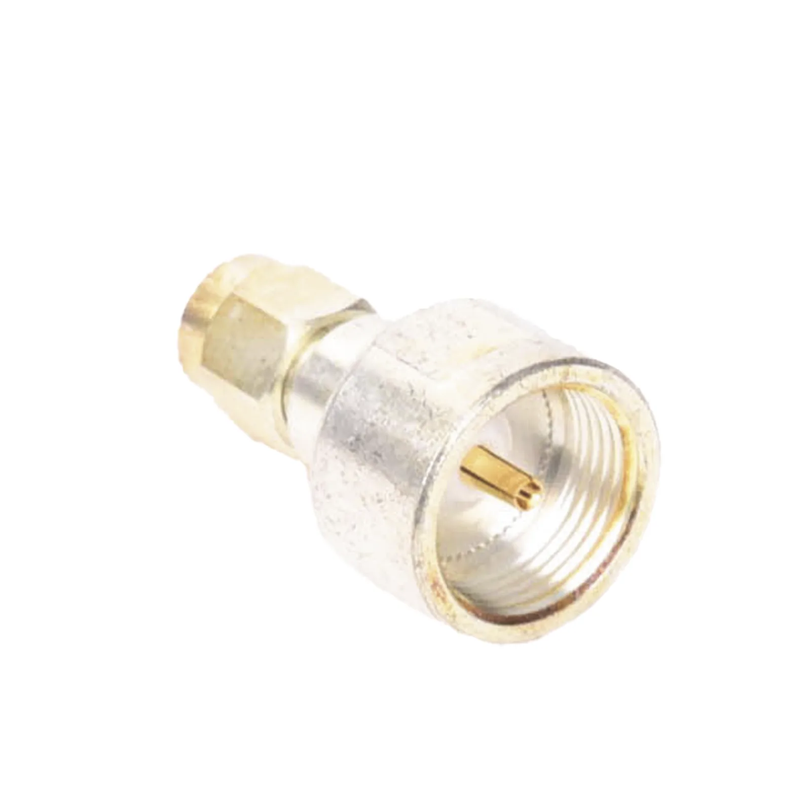 Adaptador UNIDAPT Hembra a SMA Macho, Plata / Oro / Teflón.