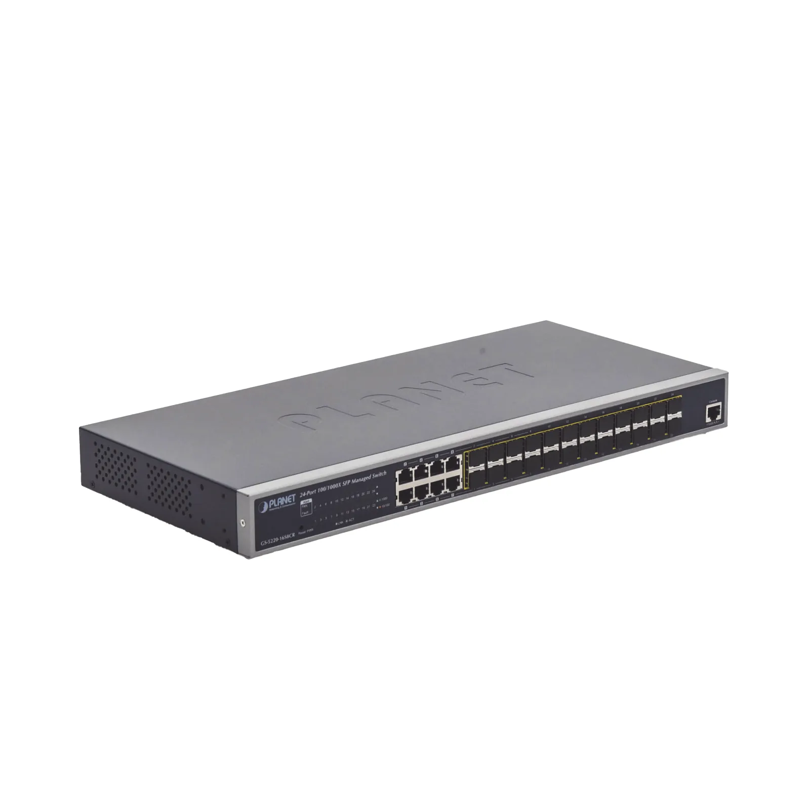 Switch Administrable Capa 2 con Fuente de Alimentación Redundante, 24 Puertos SFP Gigabit 100/1000X, 8 Puertos Combo RJ45 Gigabit.