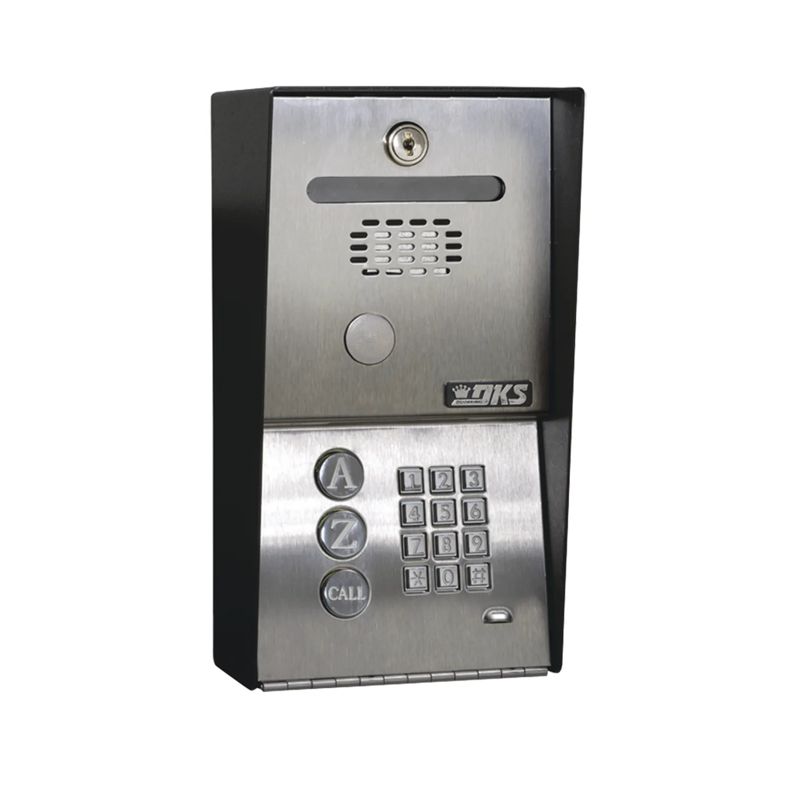 Audioportero Telefónico DKS Con Directorio / 100 Números Telefónicos / Control Para 2 Puertas / Gabinete Para Sobreponer / Marcación a 16 Digitos / Linea análoga o digital