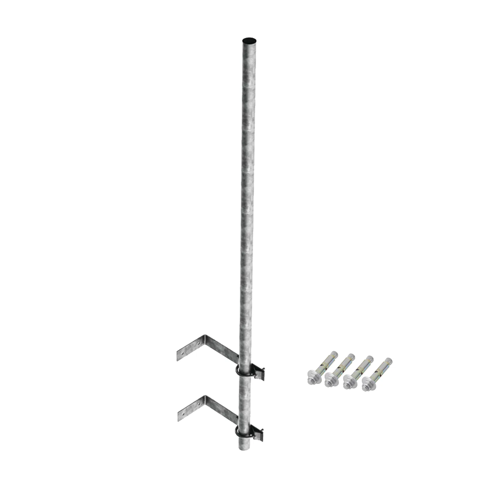 Mástil de 3 m de 1-1/4" diámetro ced. 30 con Herrajes para Sujeción a Pared.