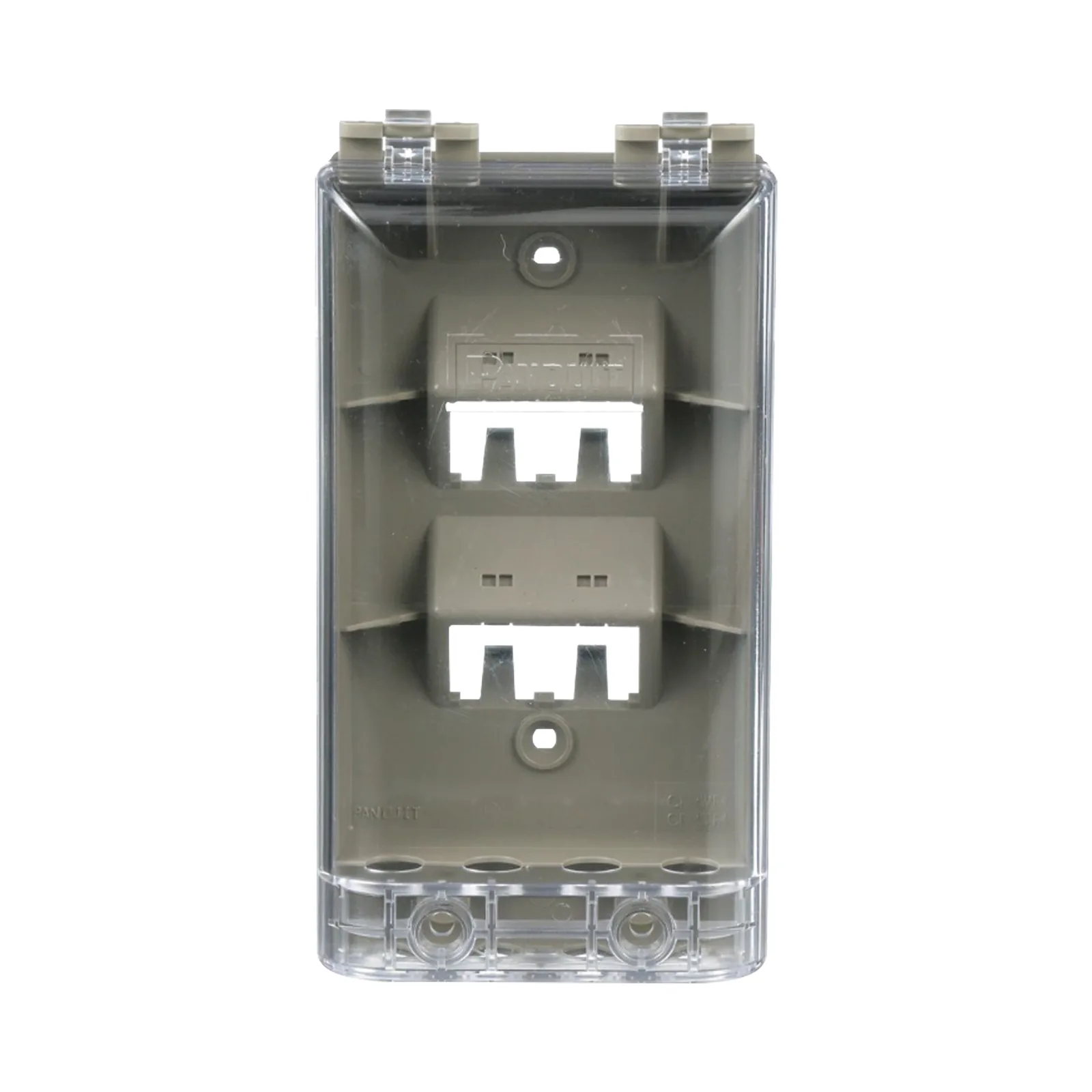 Placa de Pared Vertical, Resistente al Agua con Protección IP56, Acepta 4 Módulos Mini-Com, Color Gris