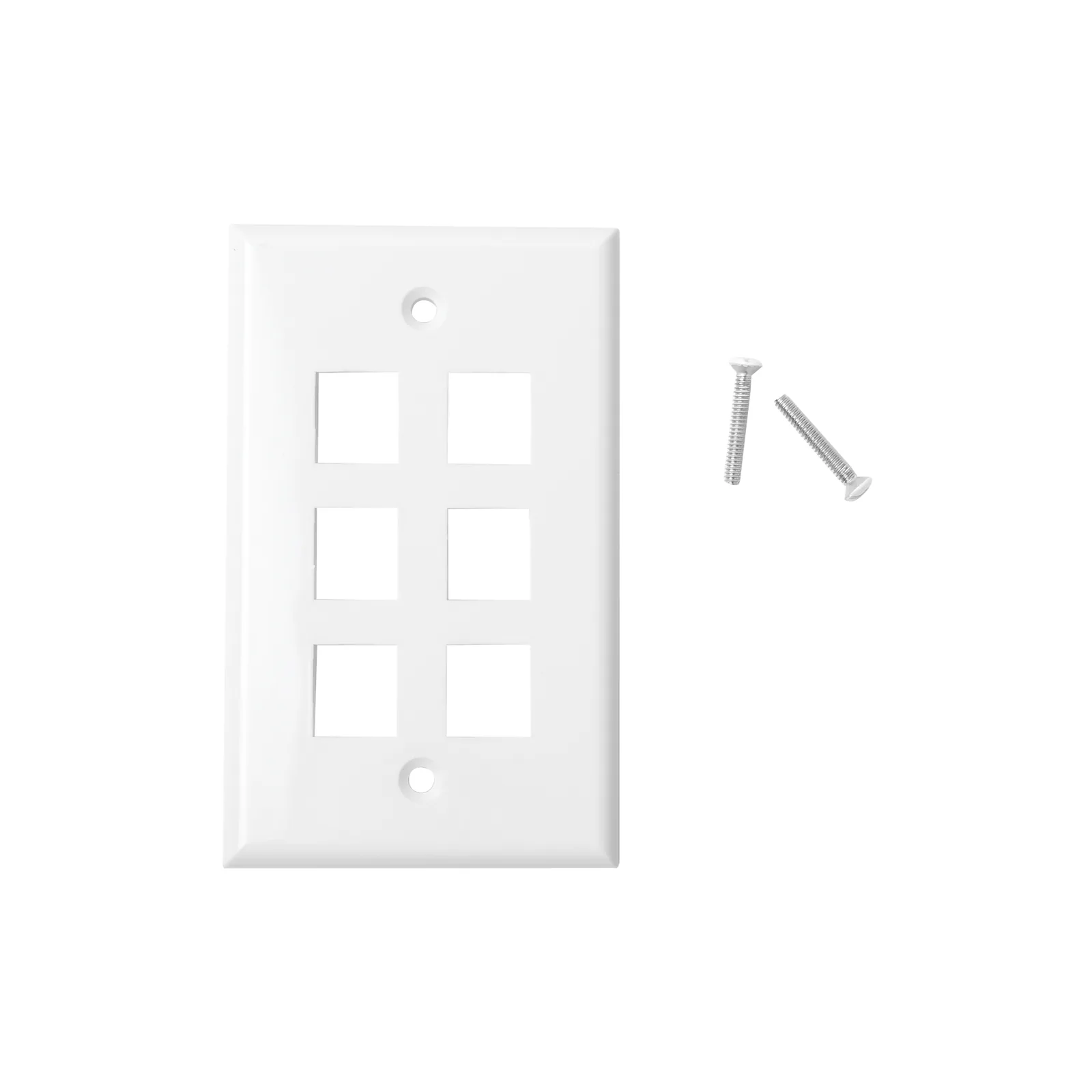 Placa de Pared de 6 Puertos, Keystone, Color Blanco
