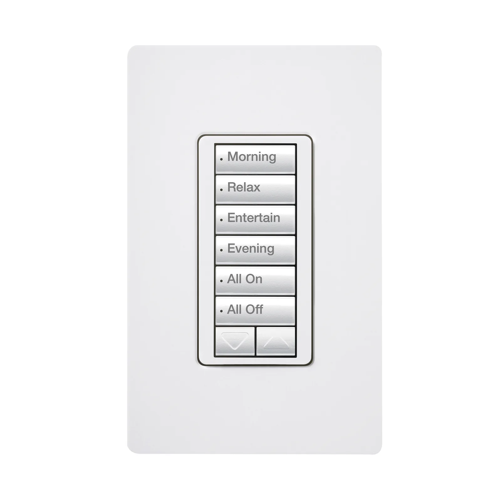 Botonera de pared inalámbrica de 6 botones con subir/bajar, retroiluminada, 120 V, color blanco, para el sistema de control de iluminación RadioRA 2