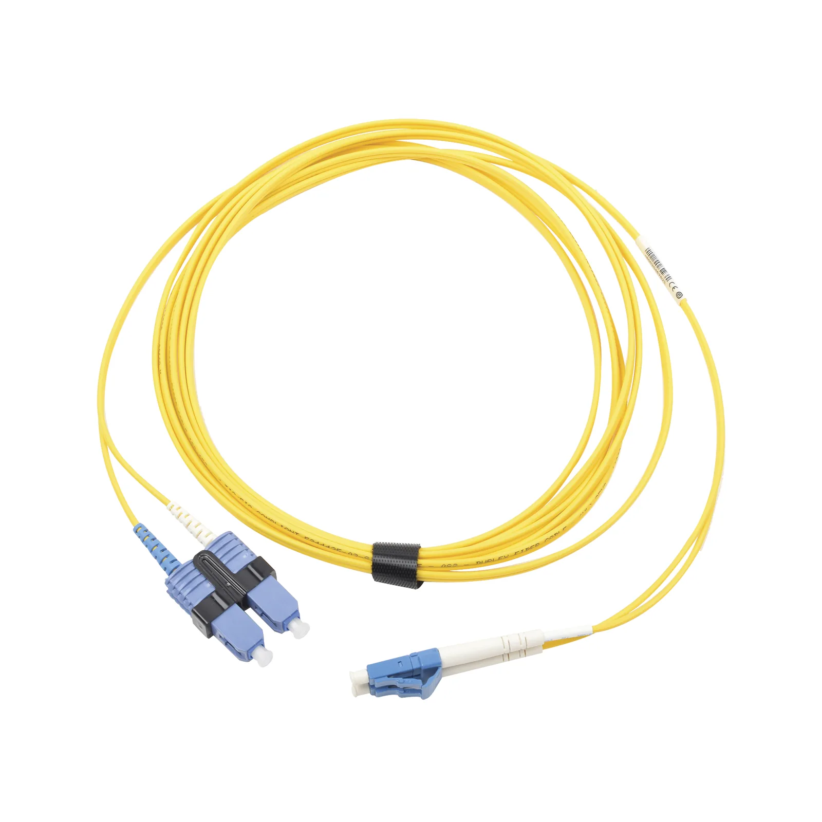Jumper de Fibra Óptica Monomodo (OS2), XGLO, LC/UPC-SC/UPC Duplex, OFNR, Color Amarillo, 7 Metros (22.97 Pies)